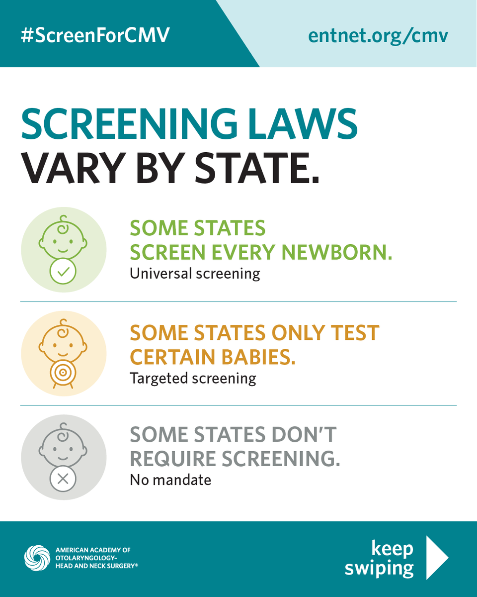 AAOHNS's tweet photo. New research confirms it: universal newborn cytomegalovirus (CMV) screening detects hearing loss earlier AND catches cases that targeted screening misses. 

The science supports universal screening. 

Read the findings: https://t.co/W6zHss341X

#ScreenForCMV #CMV #Cytomegalovirus https://t.co/wecqwz0CWl