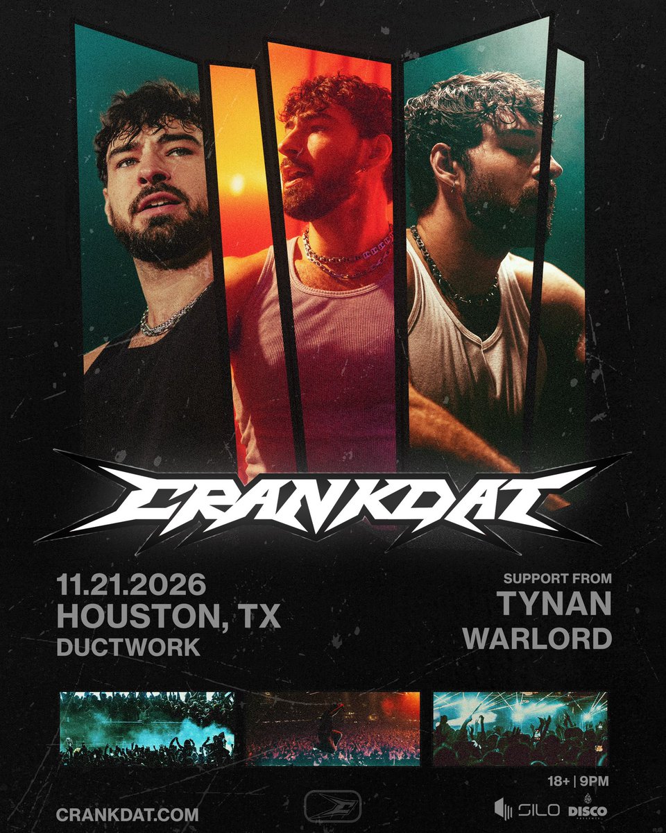 ductworkhouston's tweet photo. 💥 HELLO, HOUSTON💥 @crankdat joins us at Ductwork Houston on Sat, Nov 21st with @tynanofficial &amp; @warlorddubz ⚙️

Sign up to receive an alert when tix go on-sale and be entered for a chance to win 2 GA tix → https://t.co/tIVgKhb9Ec

🎟: Tix on sale Thurs, June 25th @ 10am CT https://t.co/ZeqDIbXHkN