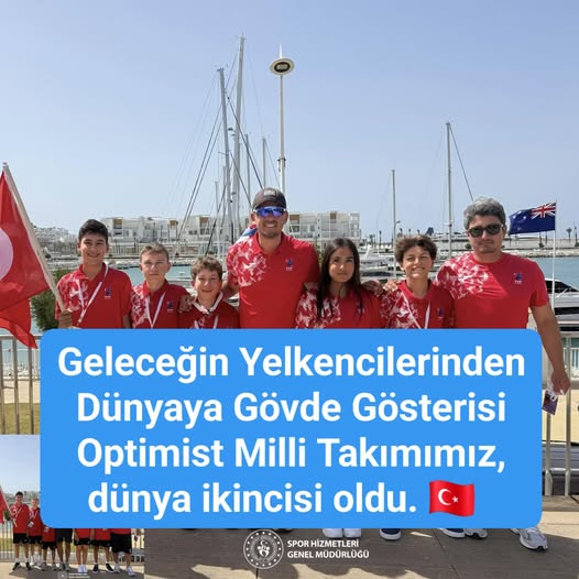 Dede38__'s tweet photo. Geleceğin Yelkencilerinden Dünyaya Gövde Gösterisi
Optimist Milli Takımımız, dünya ikincisi oldu. 🇹🇷  
Optimist Milli Takımı, çocukların ve genç sporcuların yarıştığı Optimist sınıfı yelken branşında Türkiye'yi uluslararası yarışlarda temsil eden milli takımdır.
Optimist, 7-15 yaş arası sporcular için tasarlanmış küçük ve tek kişilik bir yelkenli teknedir. Dünyada yelkene başlangıç sınıfı olarak kabul edilir.