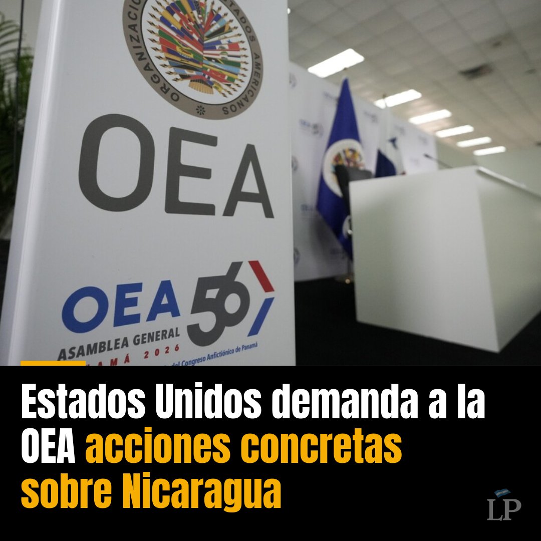 laprensa's tweet photo. 🇺🇸 EE.UU., llegó a la Asamblea General de la OEA con una exigencia clara: pasar de los discursos ideológicos a la acción. El subsecretario de Estado, Christopher Landau, exigió defensa de las libertades fundamentales de los nicaragüenses.

🔗 Leé más: https://t.co/lCeaVR2C6Y https://t.co/Wf9gHgiL63