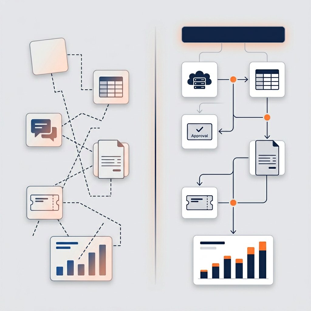 ZenAI_Intl's tweet photo. AI doesn’t replace workflows.

It exposes broken ones.

That’s what many companies miss.

They add AI on top of the business and expect transformation.

But the agent quickly runs into the real problems:

- customer data lives in 4 systems
- approvals still happen in Slack
- invoices are checked in Excel
- tickets don’t connect to CRM
- managers don’t trust the dashboard
- nobody knows who owns the final decision

At that point, the model is not the bottleneck.

The workflow is.

Good enterprise AI does not start with:
“Where can we add a chatbot?”

It starts with:
“Where does work actually break?”

Then you map the process.
Connect the systems.
Define the handoffs.
Add human review where it matters.
Measure the business outcome.

Only then does AI become useful.

Not as a shiny layer on top of the mess.

But as part of the operating system of the business.

Where do workflows break most often in your company: handoffs, data visibility, or approvals?

#EnterpriseAI #WorkflowAutomation #AgenticAI #BusinessOperations