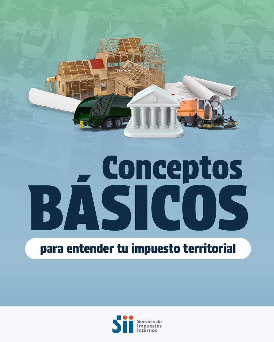 SII_Chile's tweet photo. 💡 Todo parte por entender lo básico
Conoce los conceptos del impuesto territorial y entra a nuestro link bio para conocer el nuevo portal👀
https://t.co/94NKq3L5nm https://t.co/IFGmk1XaAt