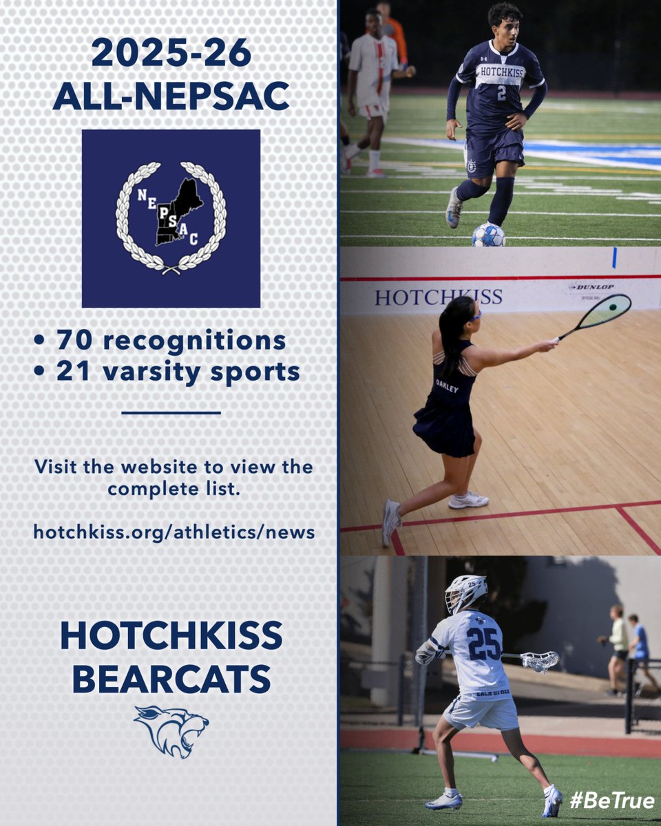 HotchkissSports's tweet photo. Take a moment to applaud our complete list of All-NEPSAC recognitions from the 2025-26 school year! ๐
View the full list in the article link below:
https://t.co/wStxKUQESN
#BeTrue https://t.co/vbl6t9PDAL