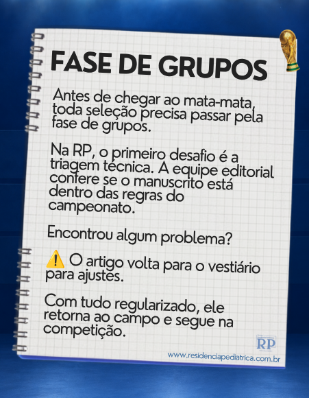 ResidPediatrica's tweet photo. ⚽ A Copa da Publicação Científica continua!

No jogo de hoje, vamos falar sobre informações importantes para quem deseja publicar na Residência Pediátrica.

Deslize para conferir e aproveite para salvar este conteúdo para futuras consultas. https://t.co/VNO69SKfZu