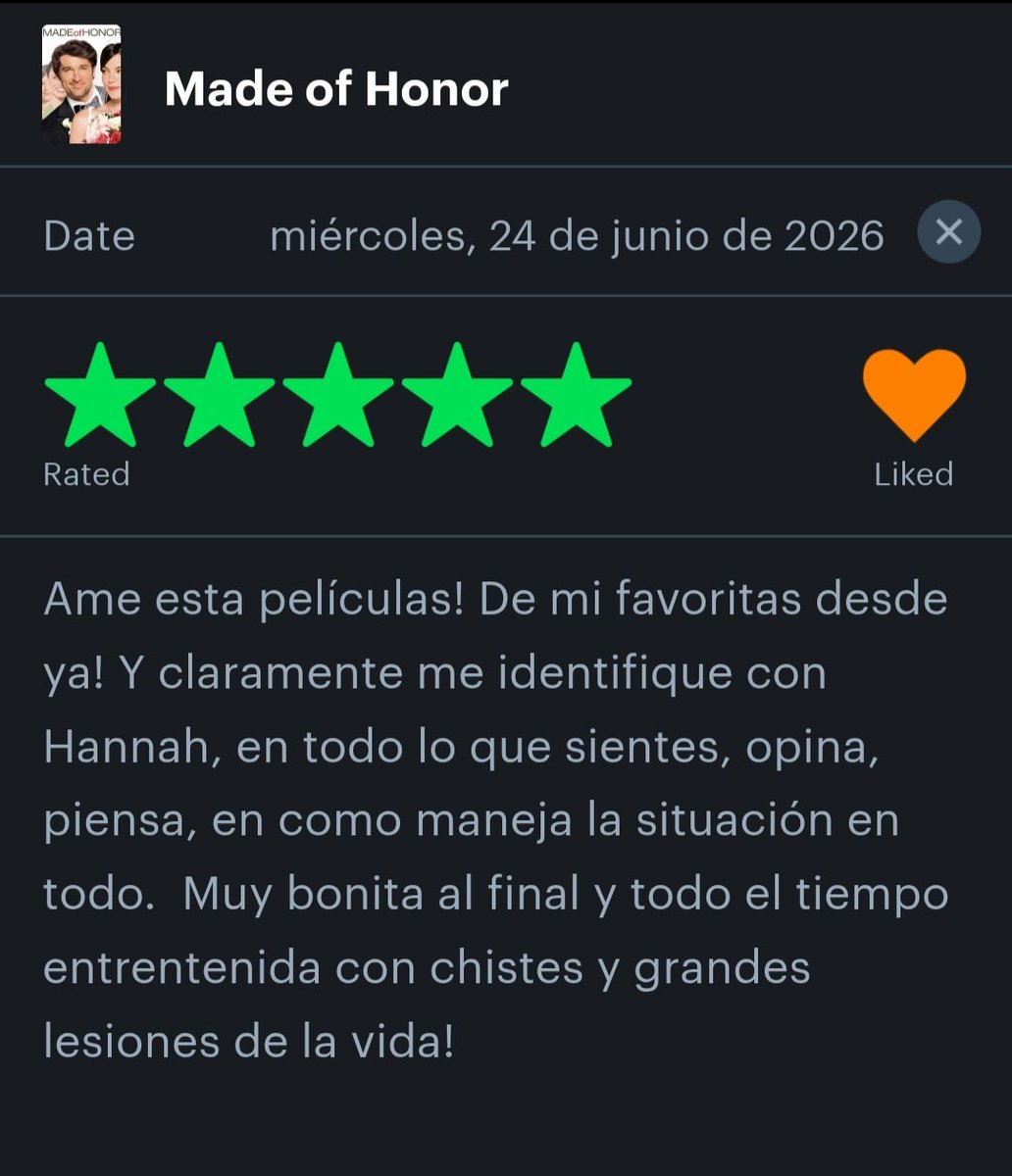 MiloQyrou's tweet photo. Ame esta película ! #MadeOfHonor / #QuieroRobarmeALaNovia ríe, lloré, aprendí..veo q si se puede! Muy linda! #movie https://t.co/5MadOFukY5
