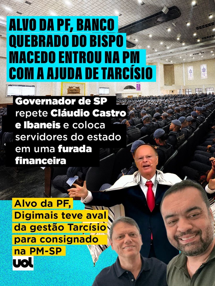 professorabebel's tweet photo. Veja as ligações perigosas de Tarcísio com o banco de Edir Macedo, investigado pela Polícia Federal.

São Paulo precisa de investimentos em Educação e serviços públicos, não de favorecimento a aliados. O Estado não pode ser usado para falcatruas com os amigos. https://t.co/AYCLWyZbN8