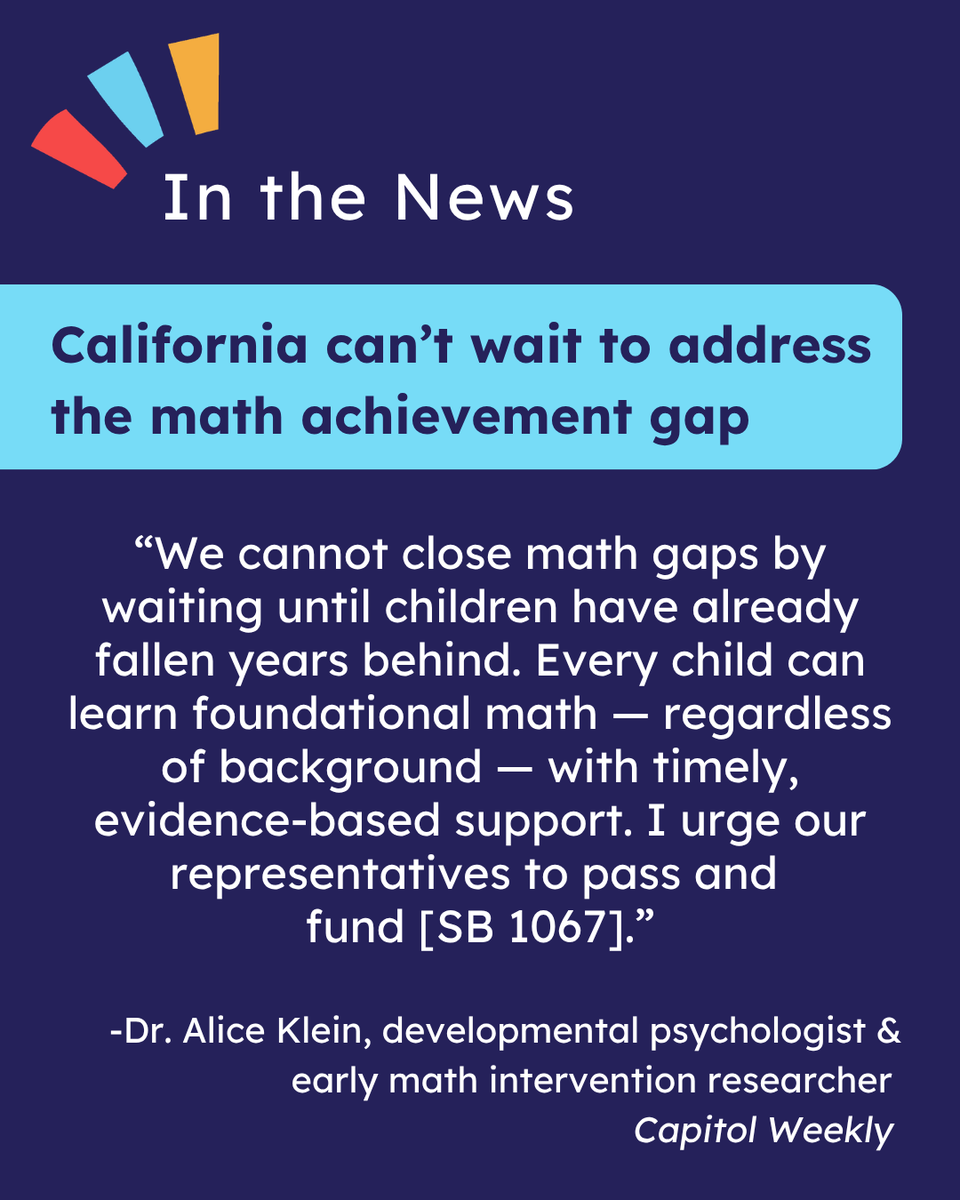 edvoice's tweet photo. CA fourth-grade students rank 43rd in the nation in math achievement. As Dr. Klein explains in her op-ed, this isn't a reflection of their abilities, but of a public education system that waits too long to identify and address gaps in students' math knowledge —limiting opportunities in higher education and beyond.

Because of this, EdVoice is proudly sponsoring SB 1067 (Weber Pierson), an early math bill requiring all students in grades K-2 to be assessed and provided evidence-based math supports, as needed.

The bill passed through the Senate unanimously. We implore the Assembly to do the same!

Full @Capitol_Weekly article: https://t.co/1AQrAdJ4pe

cc:
@AsmDarshana 
@JoshHooverCA 
@AlvarezSD 
@AsmMiaBonta 
@asmcastillo 
@robertgarcia4ca 
@AsmLowenthal 
@AsmGailPellerin 
@AsmRickZbur