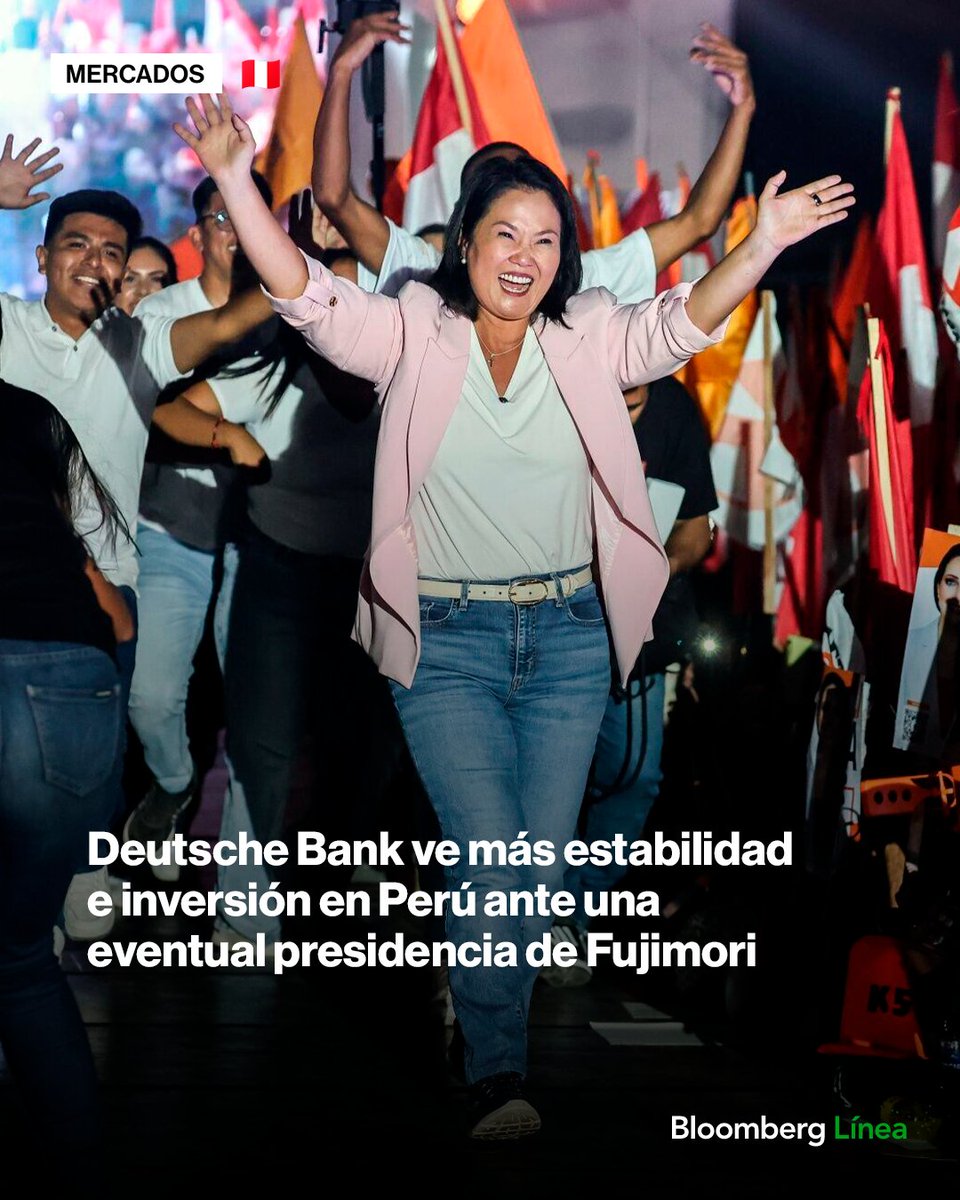 BloombergLinea_'s tweet photo. Deutsche Bank ve un escenario de mayor estabilidad política e inversión en Perú ante una eventual presidencia de Keiko Fujimori. Con más del 99% escrutado, aventaja por unos 43.386 votos.

Conoce su pronóstico: https://t.co/BWLosCXaah

📷: Sebastián Castañeda/Bloomberg https://t.co/lcmRuAYVEs
