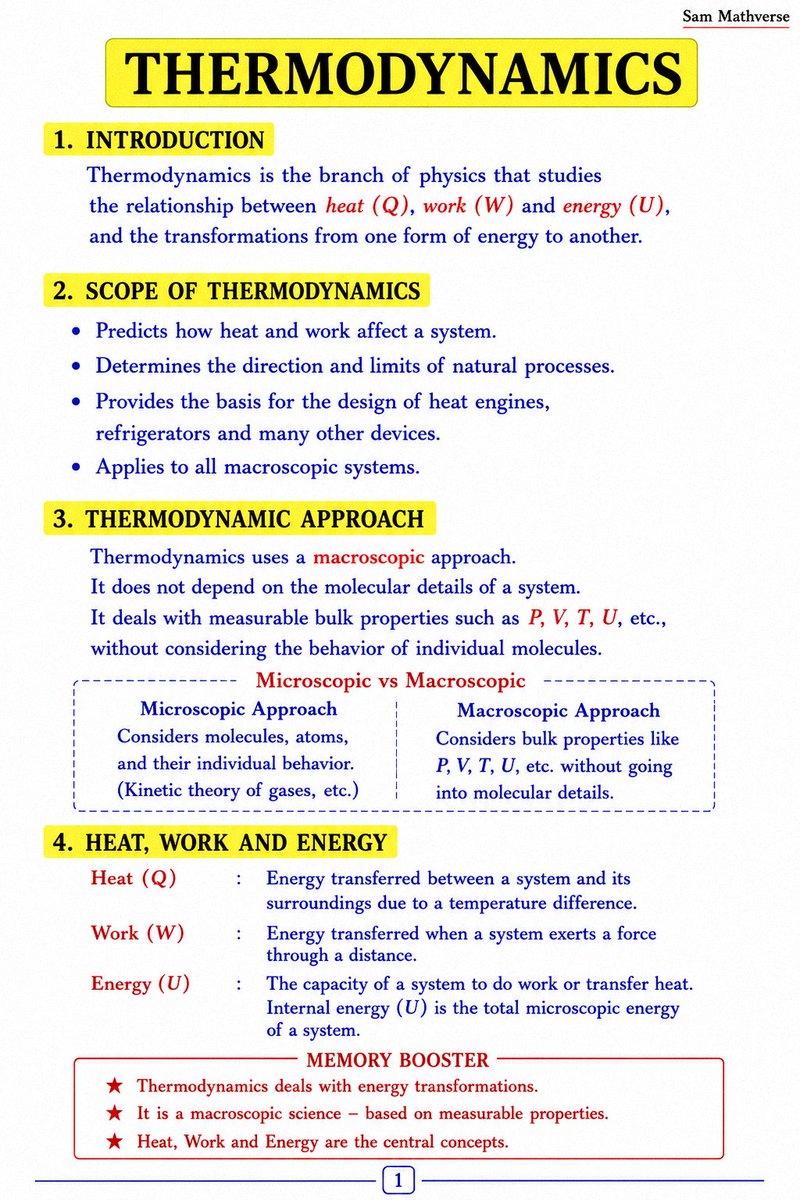 Sam_Axiom's tweet photo. Physics Series (Basics)

Thermodynamics 

Part - 1

Concept Notes Theory and Formula Sheet 

📌 Save this post now.
You'll thank yourself later when you need a quick revision. https://t.co/GMyDru1jhf