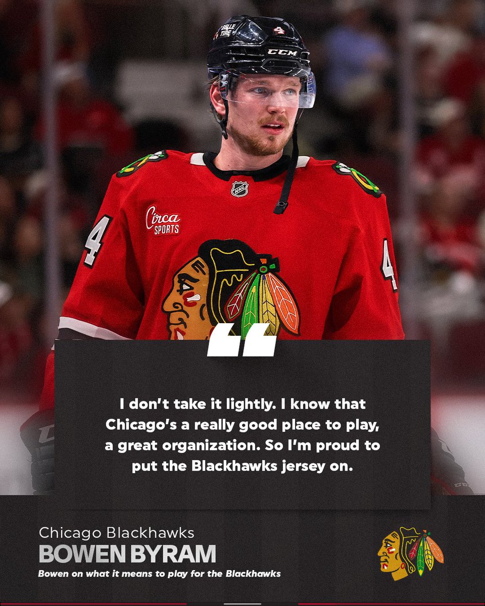 NHLBlackhawks's tweet photo. a full circle moment for our newest Hawk ❤️

everyone say hi bowen 👋 https://t.co/39BzeoEAbI
