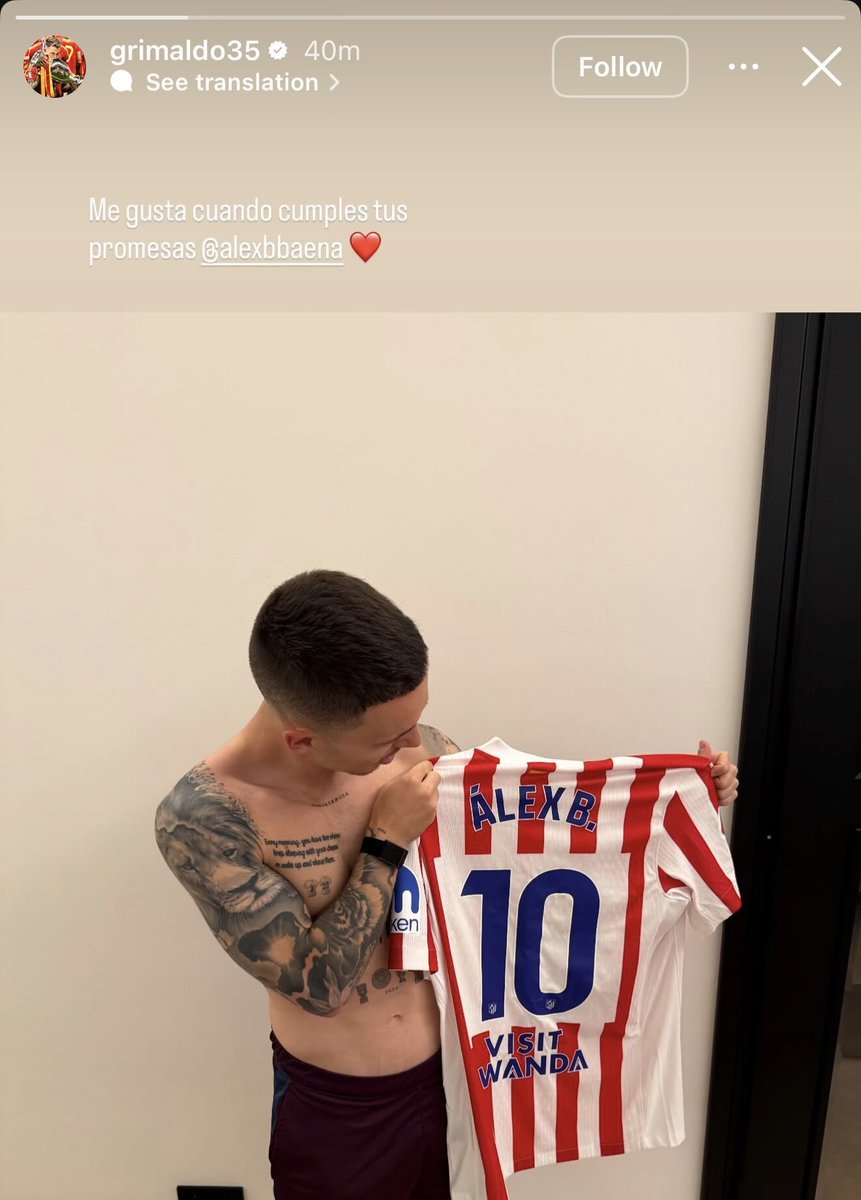 ZonaAtleti3's tweet photo. Álex Baena es un jugón fuera y dentro del campo. https://t.co/02U8ymbQaT