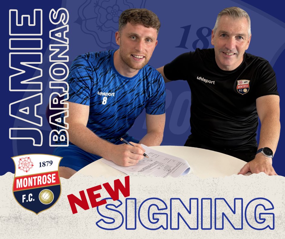 MontroseFC's tweet photo. MONTROSE FC SECURE SIGNATURE OF MIDFIELDER BARJONAS

Montrose FC are delighted to announce the signing of talented midfielder Jamie Barjonas, who joins the Gable Endies on a 2-year deal ahead of the new campaign https://t.co/brOfKe1ieC https://t.co/UMYGsppiG7