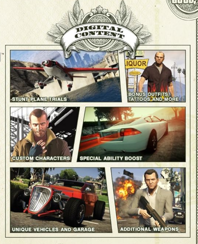 KTop27's tweet photo. like for GTA5 collectors edition, you got all this stuff. these felt more like add-ons and felt fine to miss out on. but what GTA6 is doing, just feels like paywalling basic gameplay content. if what im saying doesnt make sense then thats fine. just my opinion on all this https://t.co/lmDU8zwHeN