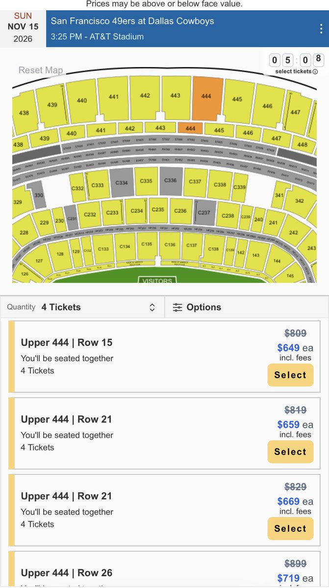 TamaraColbert's tweet photo. I seriously hope #Congress figures out ticket price gouging. Silly me, thinking I could buy tix and surprise my Godson to watch his two fav teams @DallasCowboys #Insane https://t.co/XO0IMvDNrc