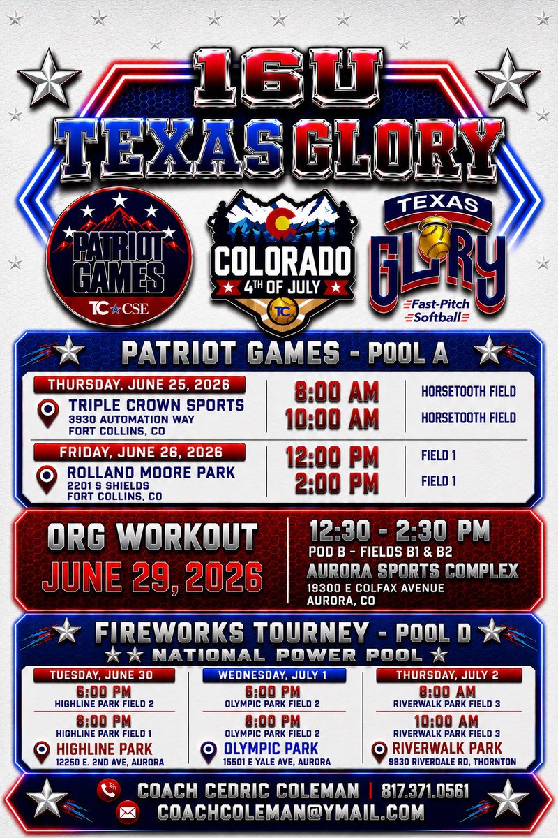 VivianMckernan's tweet photo. Wishing everyone safe travels and we would love if you came to check us out while in Colorado!! #goglory #texasglory @cedricc07734293 @16uTxGlory https://t.co/dtckQkUZ4S