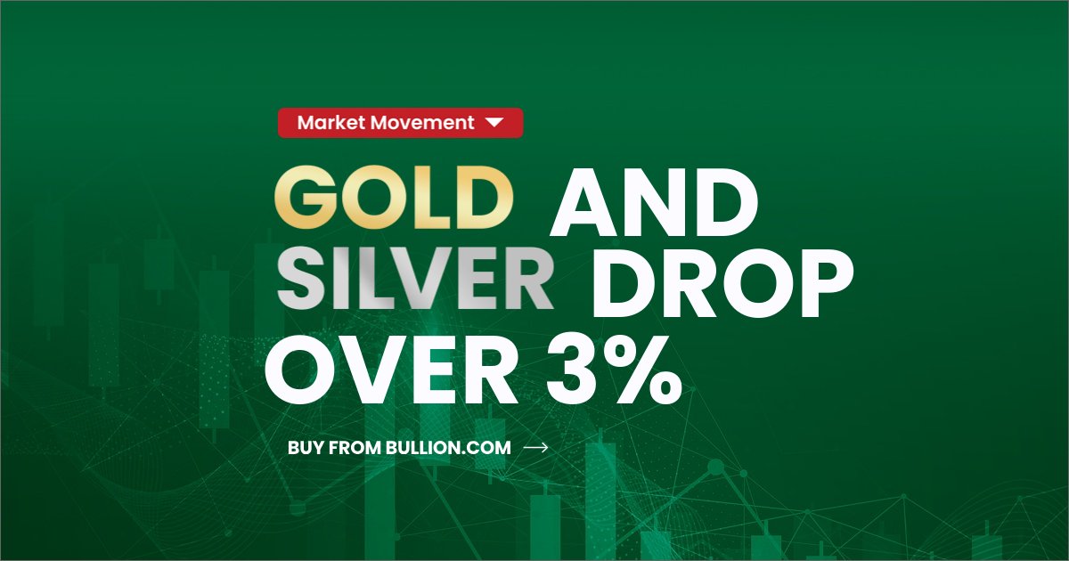 BullionCom's tweet photo. Silver is down almost 8% and gold down over 3% today. With both metals at their lowest price all year, take advantage of the dip and buy from Bullion .com! 

Shop at https://t.co/hecKwexJdD

#bullion #gold #silver #buythedip https://t.co/4oWsLZylbH