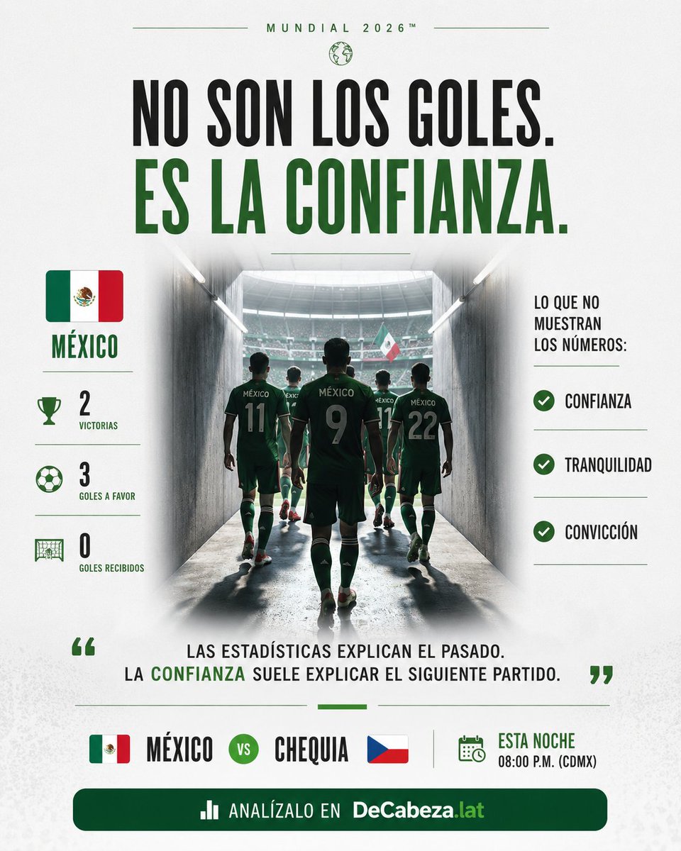 decabeza_lat's tweet photo. México no ha recibido gol.

Pero el dato importante no está en la defensa.

Está en la confianza.

Dos victorias cambian la forma en que un equipo entra al campo.

Nuestro modelo favorece a México.

El resto lo decidirá el fútbol.

Analízalo en https://t.co/EOzBTGxdvq https://t.co/O825etV5Tv
