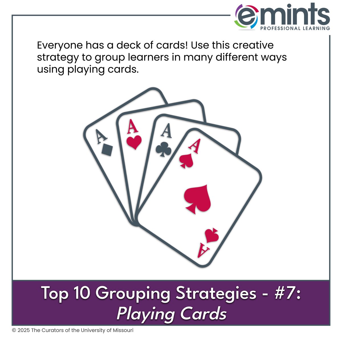 emintsnc's tweet photo. Use these creative strategies to group learners in many different ways using playing cards, popsicle sticks, and random group generators–free tech tools.
See how in our LMS! → https://t.co/upTaYR3EIt
#eMINTS #emintsAT #GroupingStrategies https://t.co/pZPk1qf7pn