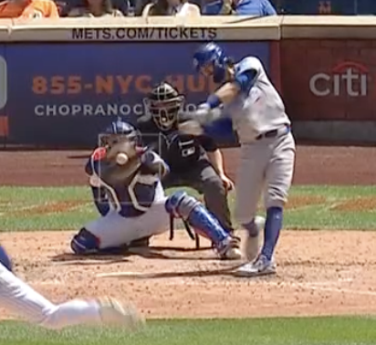 MaxTGoodman's tweet photo. Dansby Swanson entered play this series with a .183 BA and .617 OPS this year. He's batting ninth in the Cubs' order.

Swanson has 3 HR, 1 2B and 11 RBI so far this series.

Look at the spots on these pitches on those 4 hits... All of them are misses right over the middle of the plate. Can't happen.