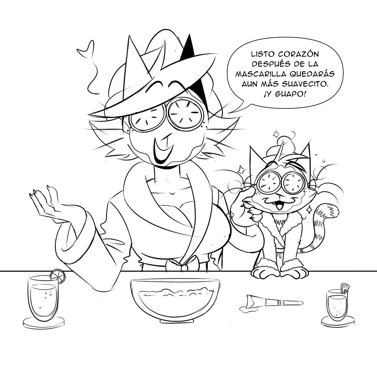 damo_art's tweet photo. Un día de Spa.🍃✨
Mami sabe lo que hace💕

(Old comic)
#dogman #greeneyesau https://t.co/mGTuHouzKA