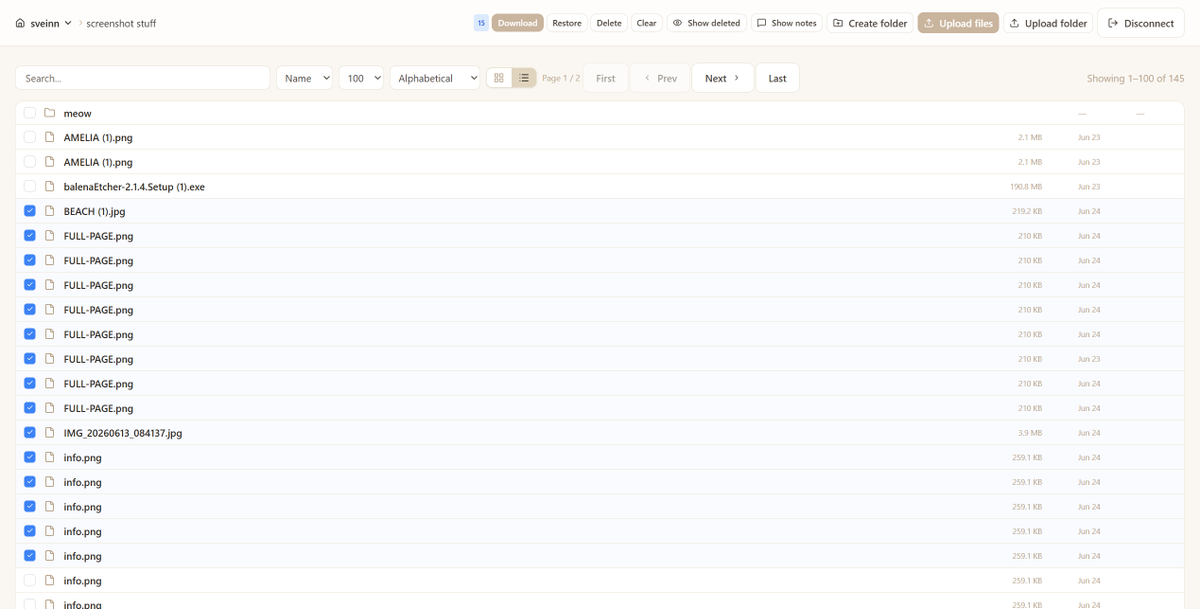 keyb1nd's tweet photo. built an open source google drive replacement using @grok in just two days.

It's got isolated users support, public sharing, sorting, filtering.. you can even add notes to files (and search the notes)

Backend is powered by @Minio (which now offers a free version on their website )

https://t.co/tuqGp7tLPz
#grokbuild