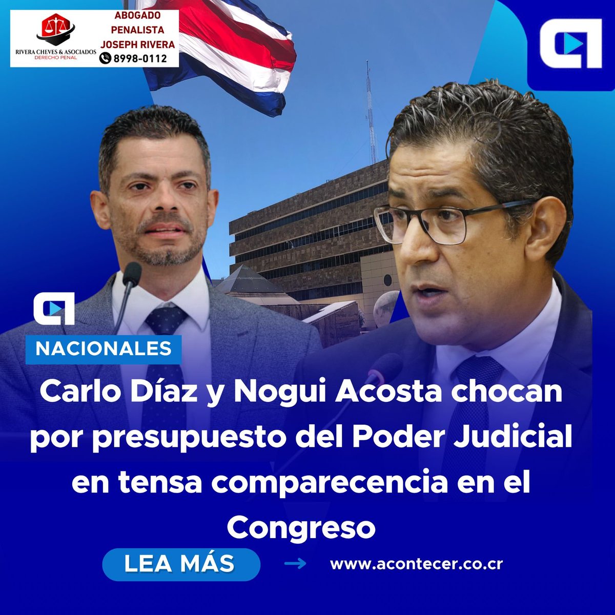acontecer_co_cr's tweet photo. Carlo Díaz y Nogui Acosta chocan por presupuesto del Poder Judicial en tensa comparecencia en el Congreso

Más información en el link de comentarios y bio.

#CarloDíaz #NoguiAcosta #PoderJudicial #AsambleaLegislativa #PolíticaCR CostaRica NoticiasCR ActualidadCR https://t.co/CEnNcslHrq