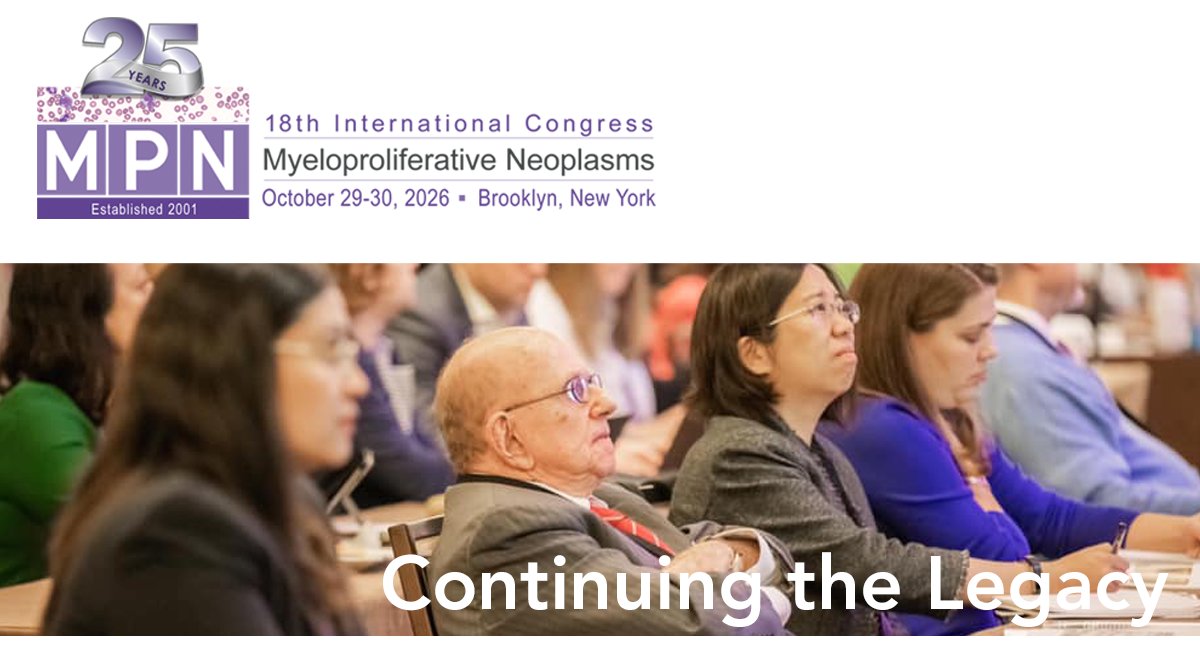 MeltonMedEd's tweet photo. Join us as we continue the legacy of MPN education and collaboration. The 18th Int'l Congress on Myeloproliferative Neoplasms takes place October 29-30 in Brooklyn.
Register now: https://t.co/P6Cx3gMSi5
#MPNCongress #MPNCongress2026 #MPNsm #ContinuingtheLegacy #CME #CE https://t.co/m52SY4CJib
