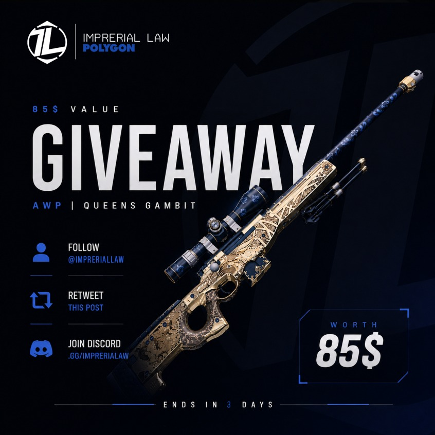 Tomas1120_'s tweet photo. 🎁 AWP | Queen's Gambit FT ($85)

✅ Follow me &amp; @ImprerialLaw
✅ Retweet
✅ Join https://t.co/A3sxW7Ugbs (show proof)

⏰ Giveaway ends in 7 days! https://t.co/RMs3GVRVxQ