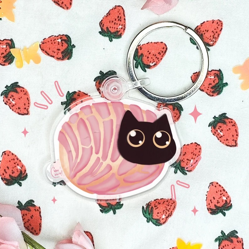 Chloecolorss's tweet photo. if lost, please return me to the nearest panadería 🐈⬛🥐💖
#CatKeychain #Concha #CuteAccessories https://t.co/2Avxh1i2Yp