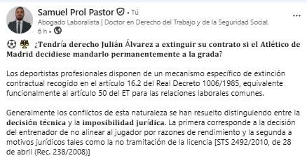 ProlPastor's tweet photo. ¿𝐓𝐞𝐧𝐝𝐫í𝐚 𝐝𝐞𝐫𝐞𝐜𝐡𝐨 𝐉𝐮𝐥𝐢á𝐧 Á𝐥𝐯𝐚𝐫𝐞𝐳 𝐚 𝐞𝐱𝐭𝐢𝐧𝐠𝐮𝐢��� 𝐬𝐮 𝐜𝐨𝐧𝐭𝐫𝐚𝐭𝐨 𝐬𝐢 𝐞𝐥 𝐀𝐭��é𝐭𝐢𝐜𝐨 𝐝𝐞 𝐌𝐚𝐝𝐫𝐢𝐝 𝐝𝐞𝐜𝐢𝐝𝐢𝐞𝐬𝐞 𝐦𝐚𝐧𝐝𝐚𝐫𝐥𝐨 𝐩𝐞𝐫𝐦𝐚𝐧𝐞𝐧𝐭𝐞𝐦𝐞𝐧𝐭𝐞 𝐚 𝐥𝐚 𝐠𝐫𝐚𝐝𝐚?
📎https://t.co/hzDvr0CCmi https://t.co/Pa9vTJdaK3