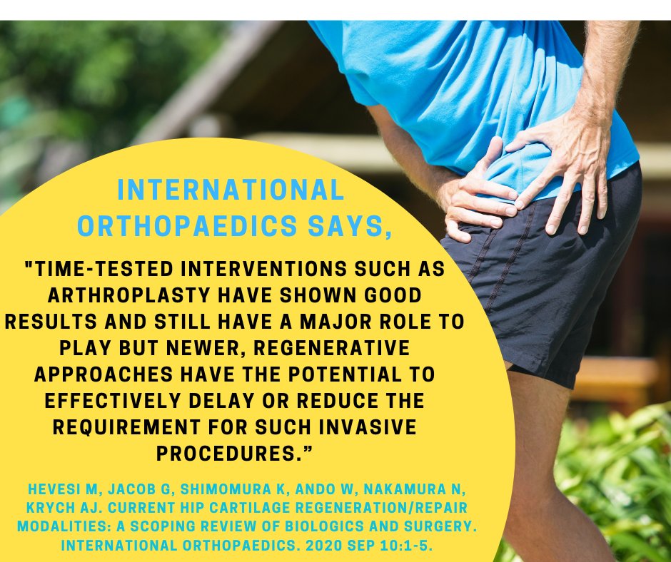 TheAthleticDoc's tweet photo. Regenerative Orthopedics can repair hip ligaments and reduce the need for hip replacement.  International Orthopaedics says, “Newer, regenerative approaches have the potential to effectively delay or reduce the requirement for such invasive procedures.”
https://t.co/dvyyqeqavt https://t.co/C7bGWGVzmY