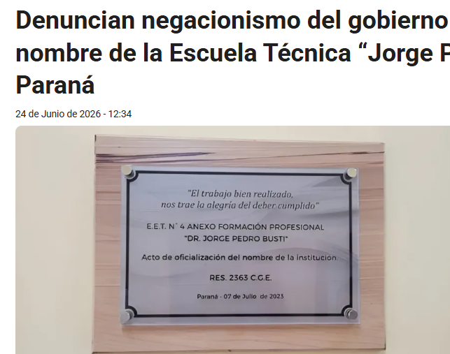 MarianoGiampa's tweet photo. Mi total repudio!! @JorgeBusti  es y será un simbolo de buena administración de Entre Rios.  Esto recuerda el decreto q prohibió nombrar a Peron, el que lejos de olvidar su obra genero rechazo unánime de un pueblo. 
Deberían probar con hacer mas obra o mejor gobierno @p_justicialista 
https://t.co/AfPwPacYmj