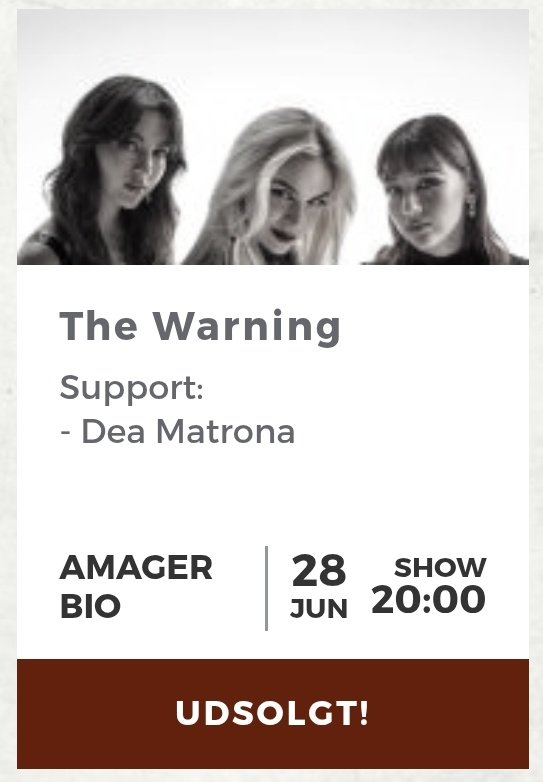 TheWarningDaily's tweet photo. Irish band Dea Matrona will be opening for The Warning at their concert in Copenhagen, Denmark on June 28, 2026. https://t.co/eBF1gelkWH