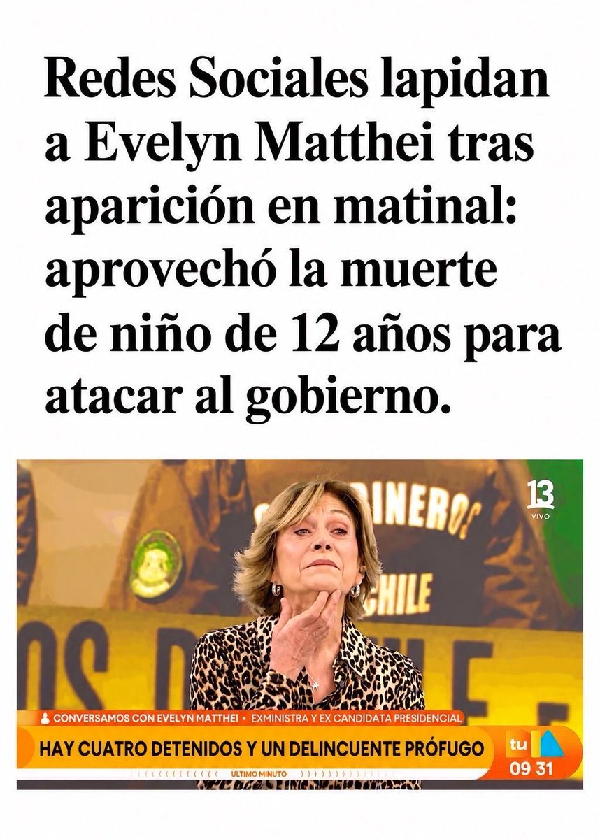 Equipo_Patriota's tweet photo. Hay que ser muy miserable para sacar partido de algo así y atacar al Gobierno. 
@evelynmatthei eres patética ! https://t.co/KtUmtCZfNo