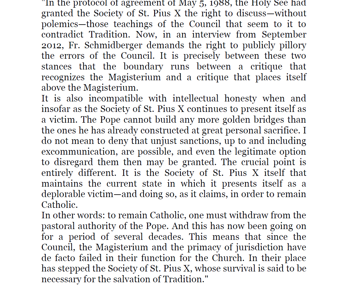 RomanoSace57080's tweet photo. An excerpt from a lecture by Fr. E. Recktenwald (UVK, 2013) wrt the situation under Pope Benedict XVI. Subsequently, Pope Francis granted pastoral concessions. In Feb 2026, talks were offered, provided the episcopal consecrations were postponed. And yet, they play "the victim". https://t.co/RCVl0YVwKH