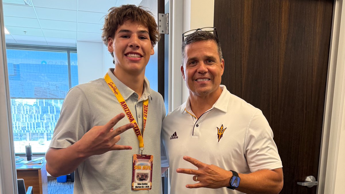 SilasSteffen26's tweet photo. Special thanks @KennyDillingham @BWardDCoord @CoachDavidGibbs @coachryanhansen @Coach_Ghicks for an incredible day @ASUFootball. Amazing coaches, culture and program! https://t.co/t6gitb50Oy