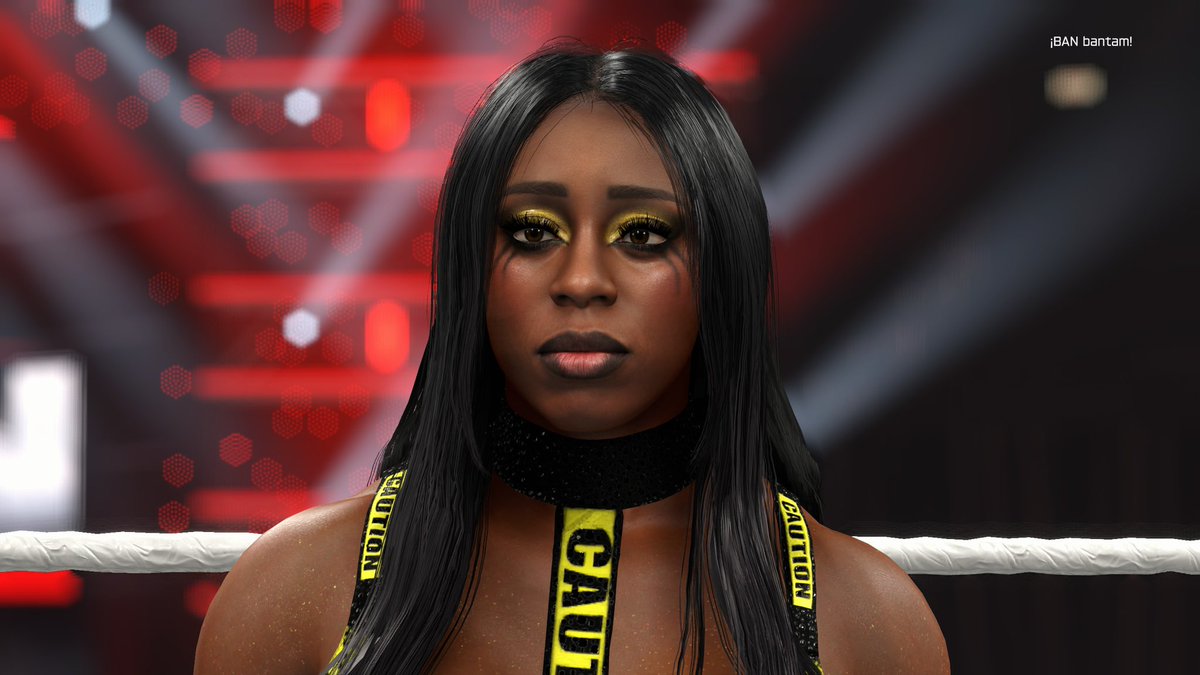 BANbantam's tweet photo. ⚠️ Naomi available now!! ⚠️
comes with two attires!! 

i’ve also included a alt version of the caution bodysuit so you can have heels or wrestling boots! 

#WWE2K26 https://t.co/6wpZK6fnVW