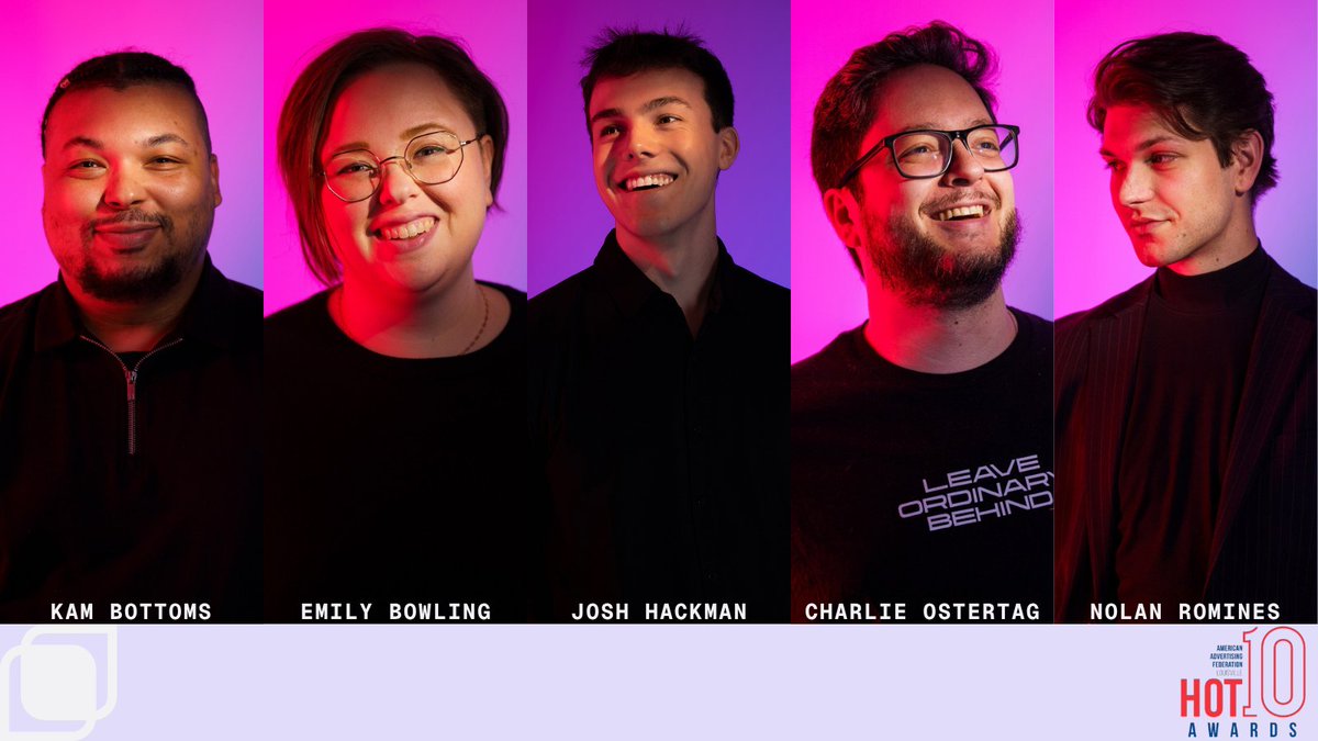 RedTagAgency's tweet photo. Out of 20 Hot10 finalists named by AAF Louisville, five are from RedTag.That's not a coincidence. That's what we're building here. 
Congrats to Charlie Ostertag, Kam Bottoms, Josh Hackman, Emily Bowling, and Nolan Romines.

#RedTag #Agency #Marketing #AAF #Awards #Hot10 #AAFLouisville #LouisvilleKY