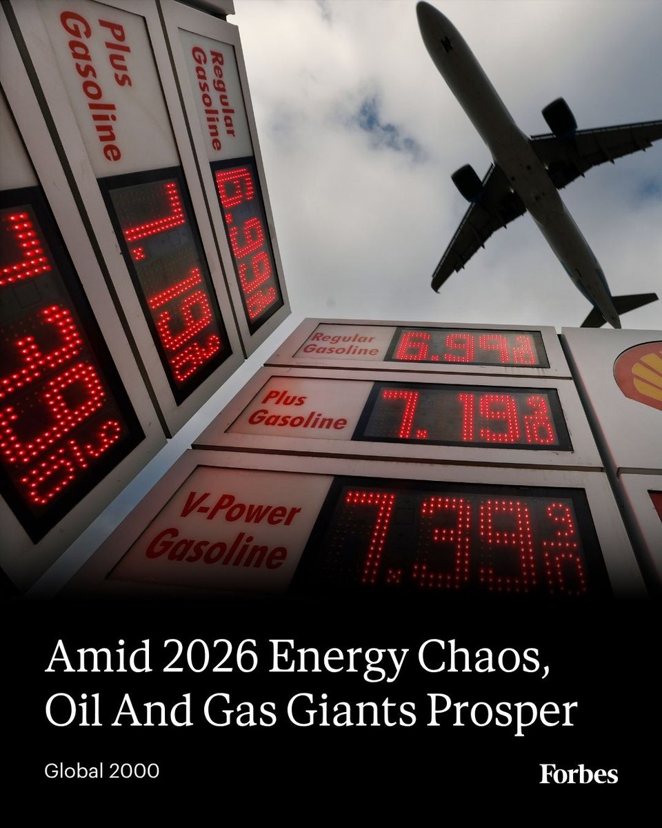 Forbes's tweet photo. Trump’s Iran war oil price shock could have been worse. Big Oil members of the Forbes #Global2000 will enjoy years of elevated demand as inventories rebuild from ‘tank bottoms.’
Read more: https://t.co/qZcwE48kRW
Photo: Kevin Carter via Getty Images https://t.co/nOvVr6wK6t