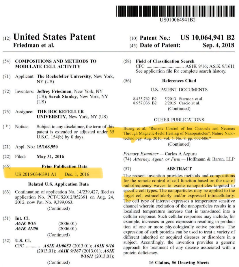 mcne73001's tweet photo. Rockefeller patent for remote control of your cells using 5G/6G.
2016 https://t.co/tUg2T3VAUU