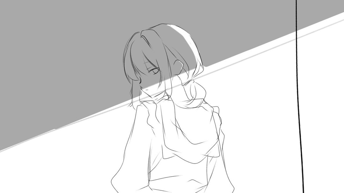 6時間くらい作業してたかも✎ ̼ これは前に描いたラフが出てきた 続き