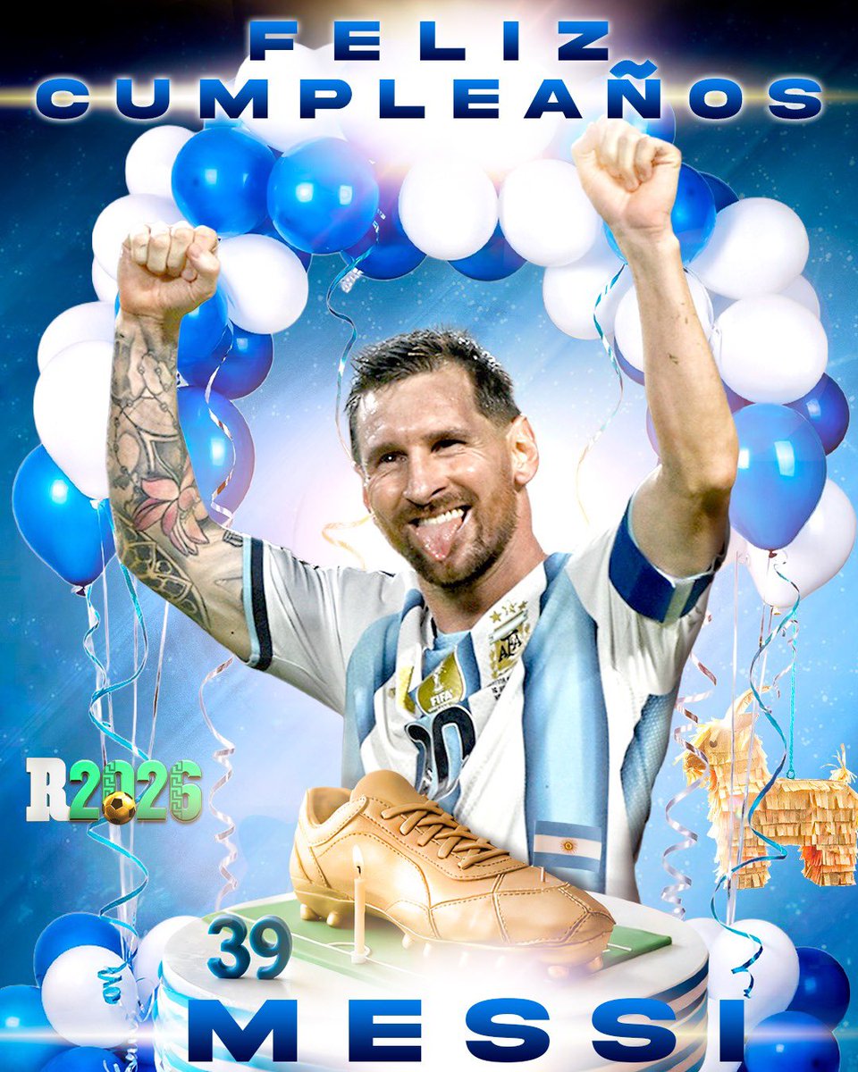 record_mexico's tweet photo. ¡FELIZ CUMPLEAÑOS, CRACK! 🇦🇷🎂

Hoy, Lionel Messi cumple 39 años. El mejor jugador de todos los tiempos sigue demostrando, con el paso de los años, por qué ocupa ese lugar en la historia del futbol. ⚽️🐐🔥 https://t.co/uHXKGNbuDr