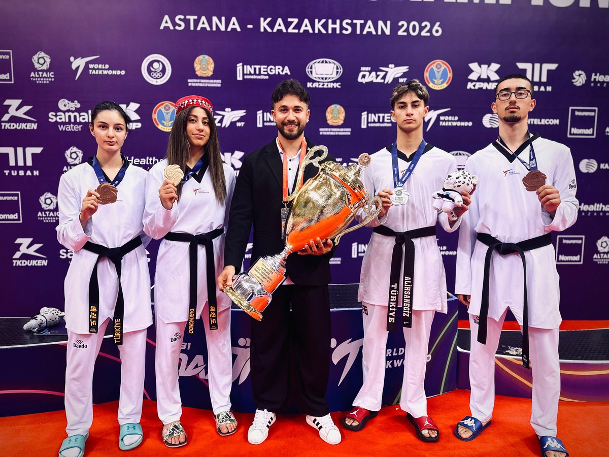 ankarayaziyor's tweet photo. 22-24 Haziran 2026 tarihlerinde Kazakistan’ın başkenti Astana’da düzenlenen Altay Taekwondo Şampiyonası’nda, Ankara Büyükşehir Belediyesi Spor Kulübü sporcuları milli takım formasıyla ülkemizi başarıyla temsil etti. 

Ayşe Işık (63 Kg) — Şampiyon
Mustafa Taşdelen (68 Kg) — İkinci
Tunahan Yörük (78 Kg) — Üçüncü 
Azra Sena Güzel (59 Kg) — Üçüncü 

@mansuryavas06  @cevdettoptas