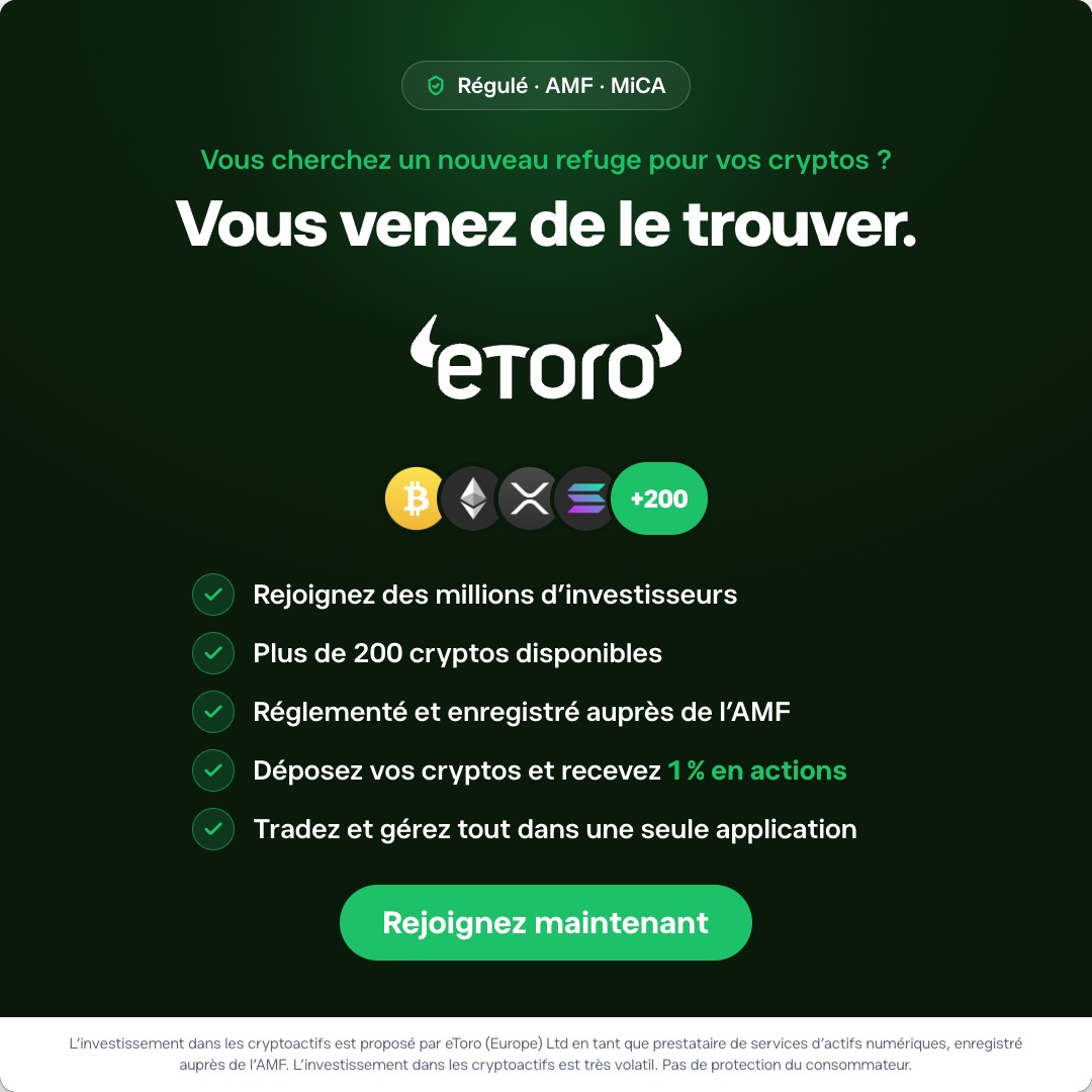 eToroFr's tweet photo. Vous cherchez une nouvelle maison pour vos cryptos ?

Vous venez de la trouver.

Déposez des cryptos sur eToro et recevez 1 % en actions.👇