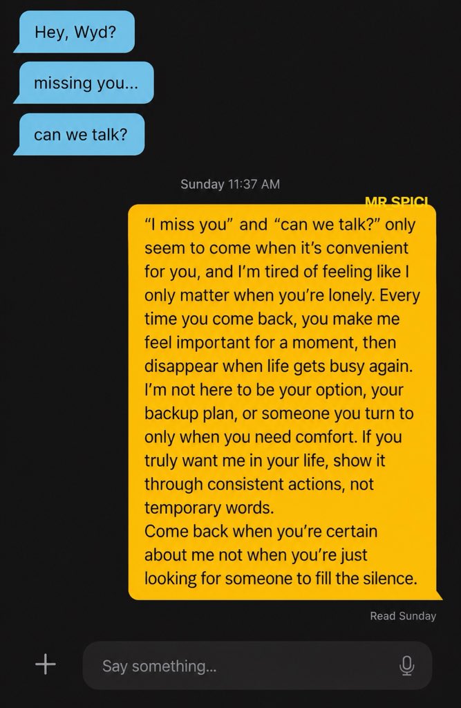 Mr_SPICI's tweet photo. We all deserve someone who stays, not someone who only returns when it's convenient. https://t.co/4JPYYzPtlF