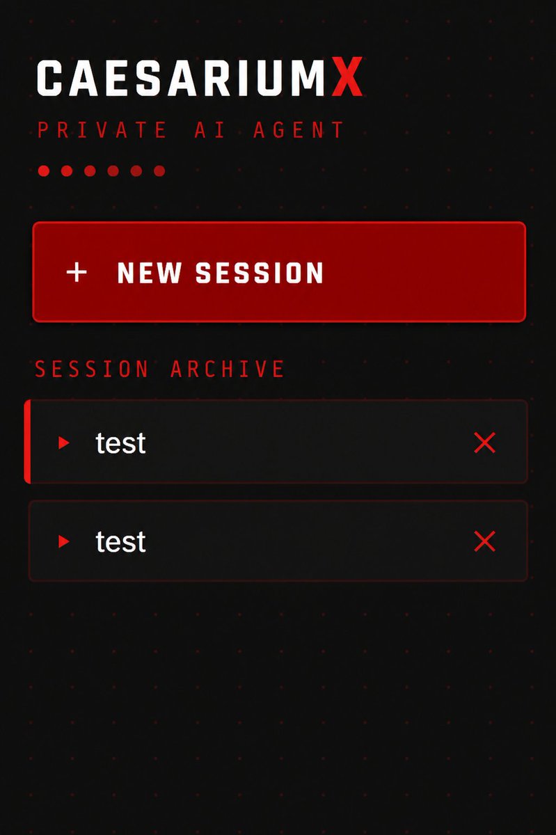CaesariumX's tweet photo. Your conversations belong to you.

Every session is stored locally in your browser, not in a cloud account controlled by us.

Need to remove a conversation?

Simply click the × next to any session and it's gone.

No complicated settings.
No hidden archives.
Local by default. Private by design.