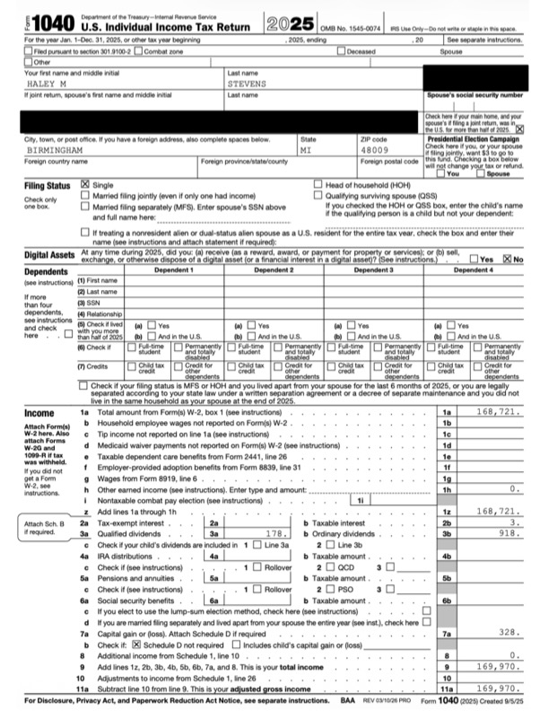 HaleyforMI's tweet photo. Here are my tax returns and financial disclosure. Now let's see yours. What are you hiding? https://t.co/Uyzp24OPsz