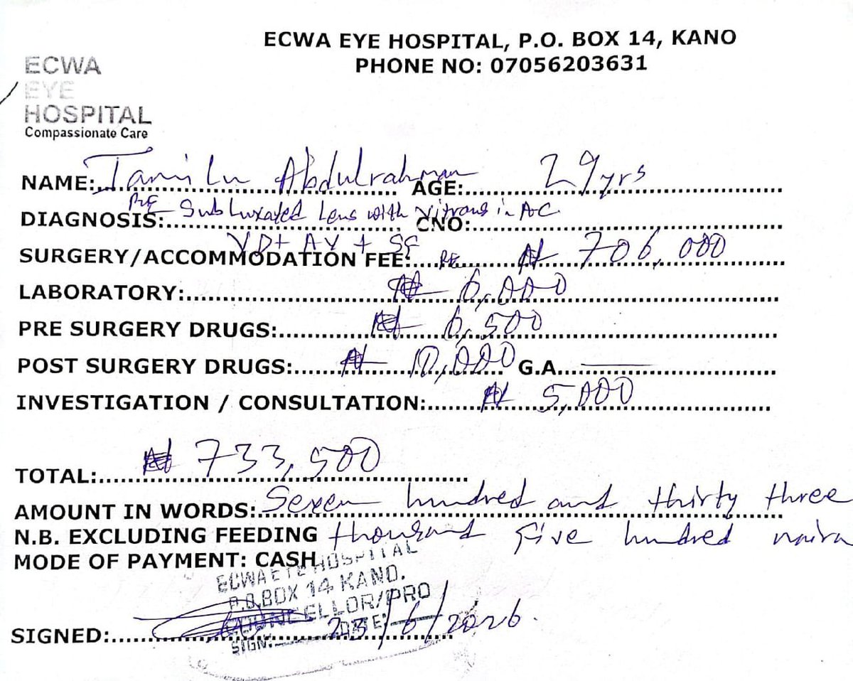 Karimatushema's tweet photo. URGENT APPEAL FOR HELP
Assalamu Alaikum Brothers and Sisters. 
My cousin suffered a serious eye injury after being hit by a ball. The injury has damaged the lens of his eye, and doctors have advised that he urgently undergo surgery to prevent permanent loss of vision. The surgery costs ₦733,500, please we are humbly seeking financial assistance to help cover the cost.
Any amount, no matter how small, will make a difference. May Allah reward your kindness abundantly. 
For Donations
Firstbank: 3127265811 Karimatu Aliyu
Please help us repost, save a soul🙏🥹
For more info please send me a DM.