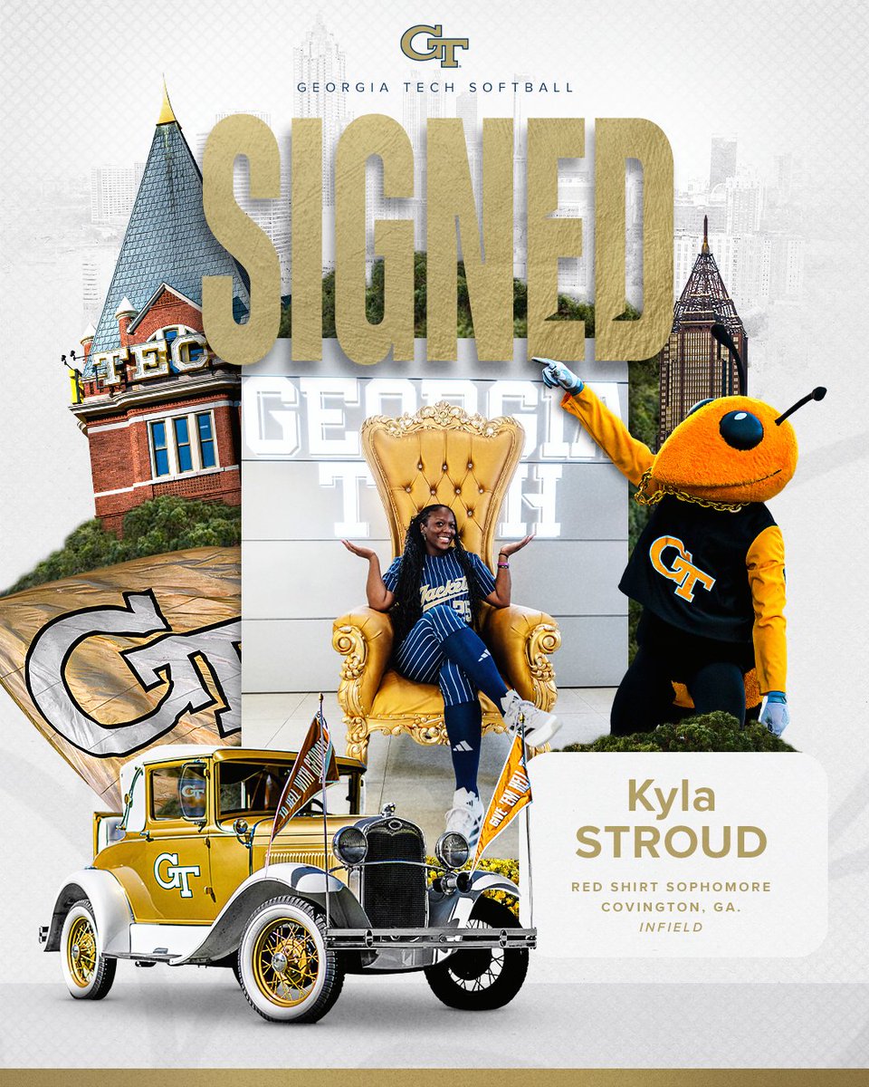 GaTechSoftball's tweet photo. Excellence 🤝 Opportunity

Help us welcome Georgia native and infielder Kyla Stroud home as she signs on the dotted line with the Yellow Jackets.

The Covington, Ga. native is set to make her debut on The Flats in 2027!

#StingEm 🐝 https://t.co/2rLfU32Jxu