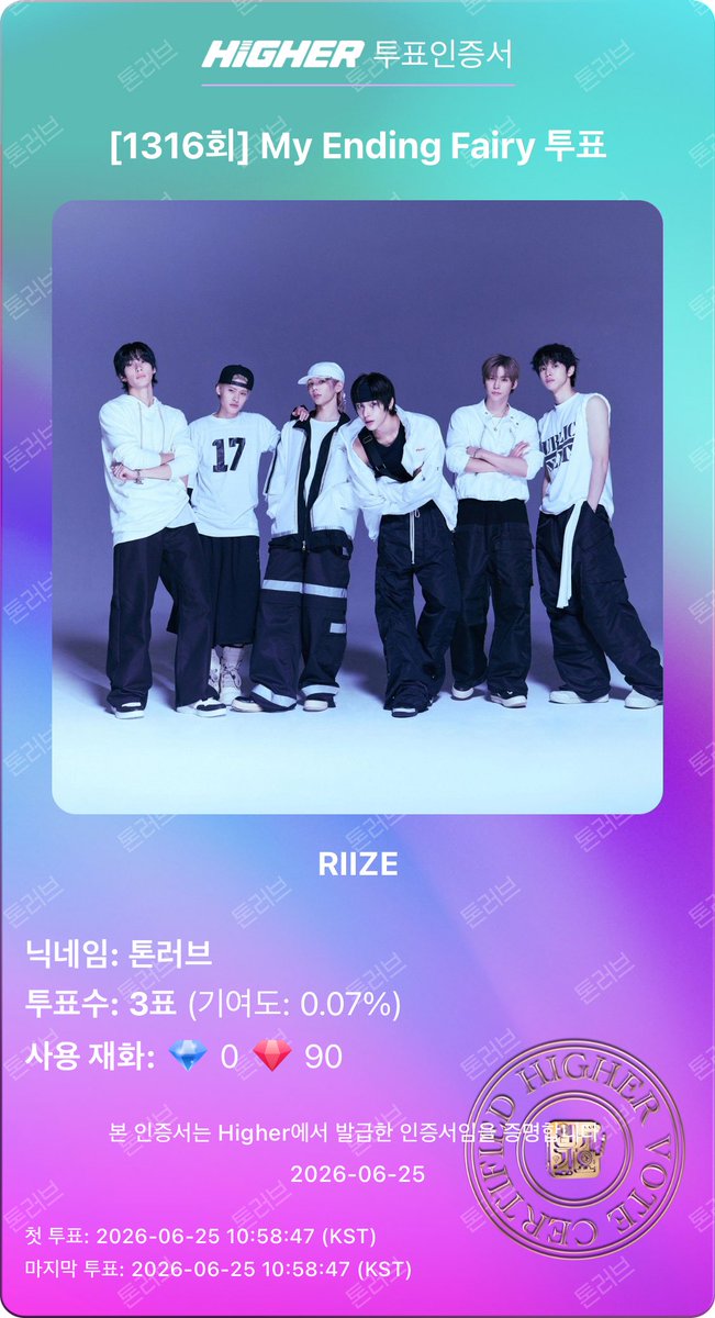 leeantol's tweet photo. @HIGHER_twt #하이어 #HIGHER #라이즈 #RIIZE #쇼음악중심방청권l

HIGHER에서 라이즈 투표도하고 본방 방청권까지 주는거 너무 좋은거같아요 (੭•.•  )੭⁾⁾ 라이즈 실물 음중에서 꼭 보고싶어요 ! 라이즈 브리즈 ! 음중에서 만나자 ! https://t.co/OWo9Nqpcut